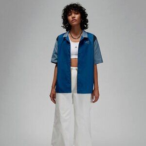 Nike Air Jordan Button Up Shirt Women's Size S Blue Embroidered Flight Club
